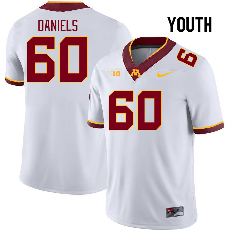 Youth #60 Phillip Daniels Minnesota Golden Gophers College Football Jerseys Stitched Sale-White